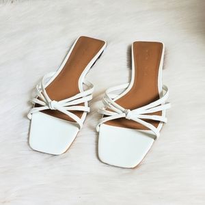 Who What Wear white slide sandals